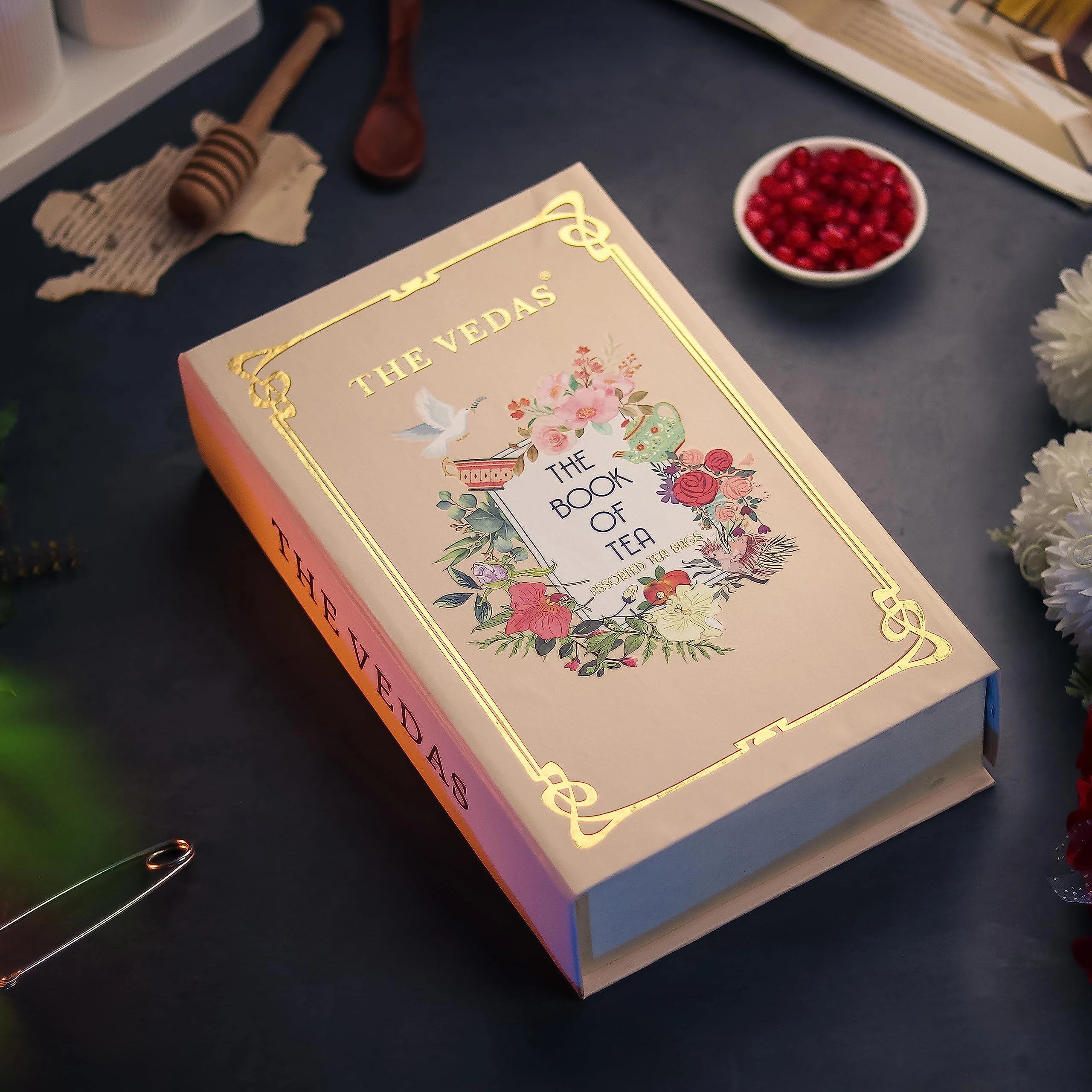 The Vedas Book Of Tea Gift Set | Assorted Tea Bags Gift Box | 12 Exotic Herbal Tea Blends | 4 Units of Each Variety, Net 48 | Best for Corporate Gifting | Tea Gift Hamper