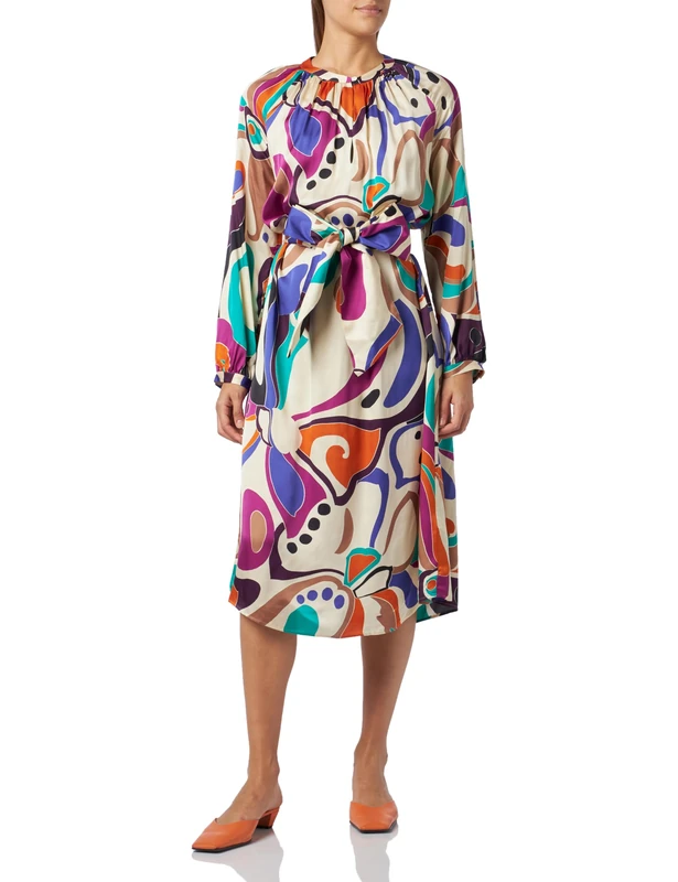 Seidensticker Women's Regular fit Long-Sleeved Blouse Dress, Beige, 12