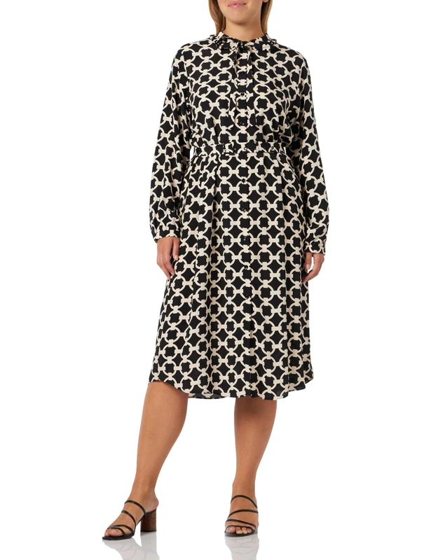 Seidensticker Women's Regular Fit Blouse Dress Long Sleeve Dress, Black, 18