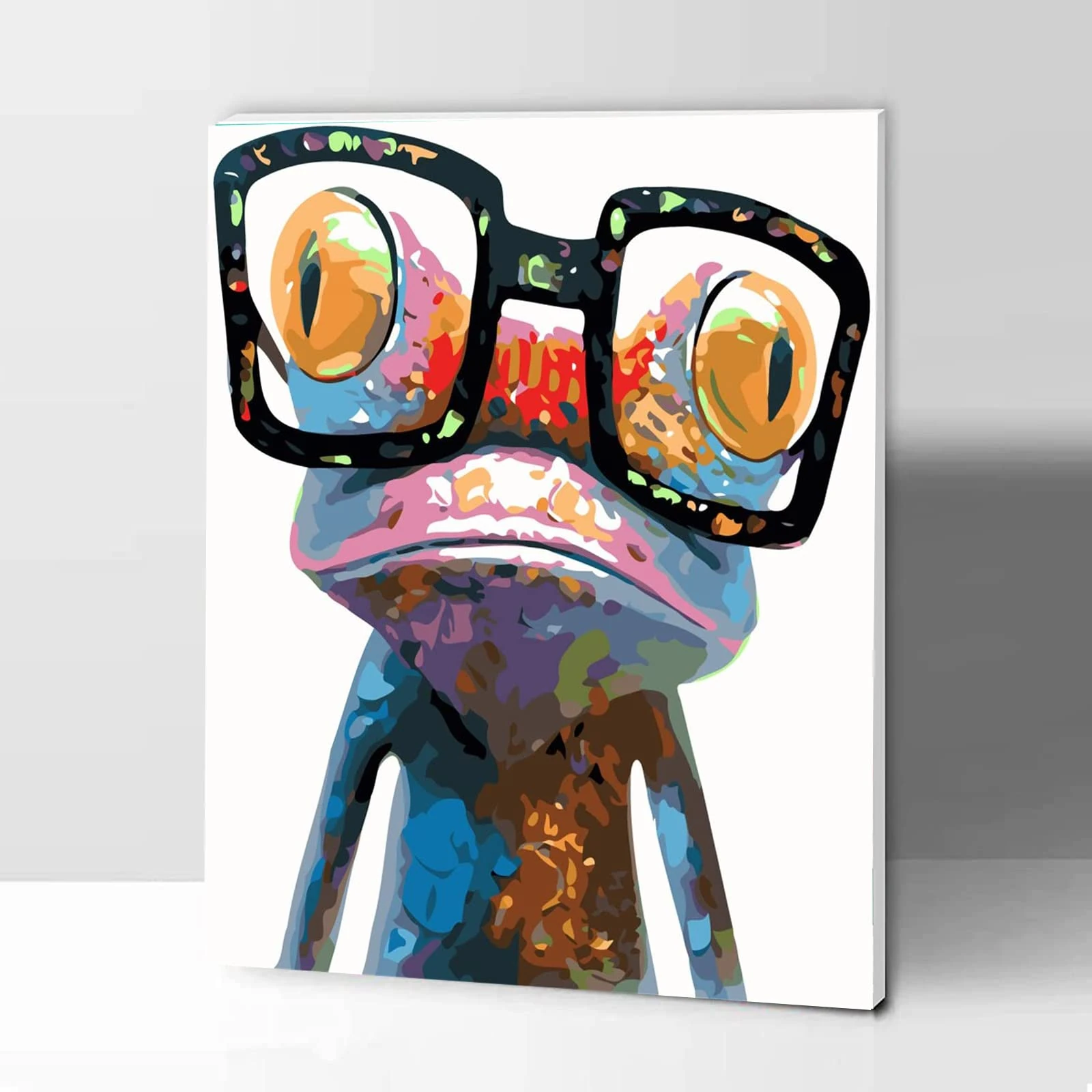 KOMKING Painting by Numbers for Adults Kids with Frame, Paint by Numbers for Adults Children Animal Painting Kit 12x16inch - Colorful Frog