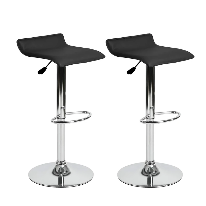 MEUBLE COSY Bar Stools Set of 2 Height Adjustable Swivel Gas Lift Leatherette Exterior Chrome Footrest and Base for Kitchen Island Counter