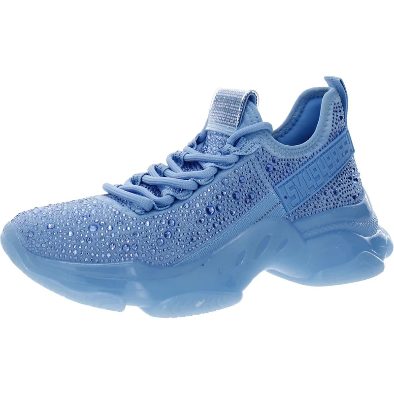 Steve Madden Women's Maxima Sneaker, Blue Rhinestone, 4 UK