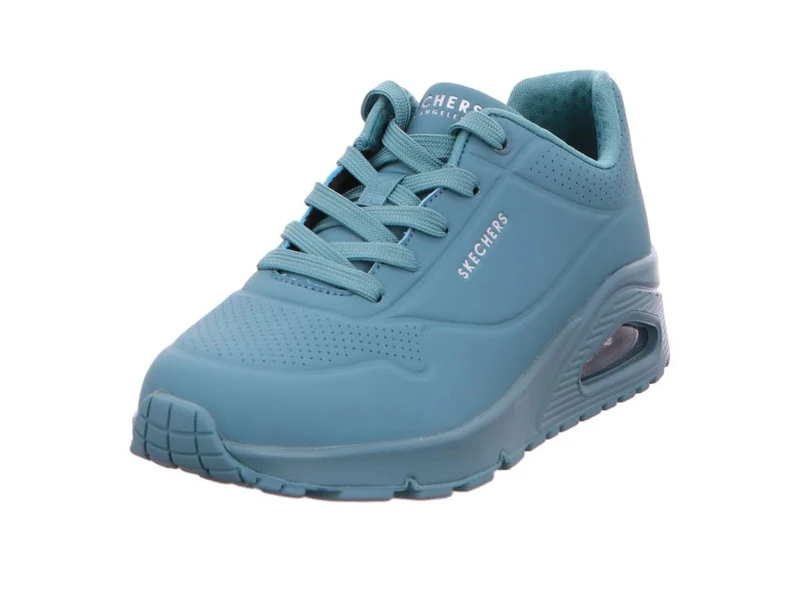 Skechers Women's Uno Stand on Air Sneaker, Teal Durabuck Mesh, 6 UK
