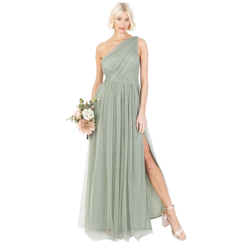 Womens Ladies Maxi One Cold Shoulder Dress with Slit Split Sleeveless Prom Wedding Guest Bridesmaid Ball Evening Gown Coral Pink Size 6