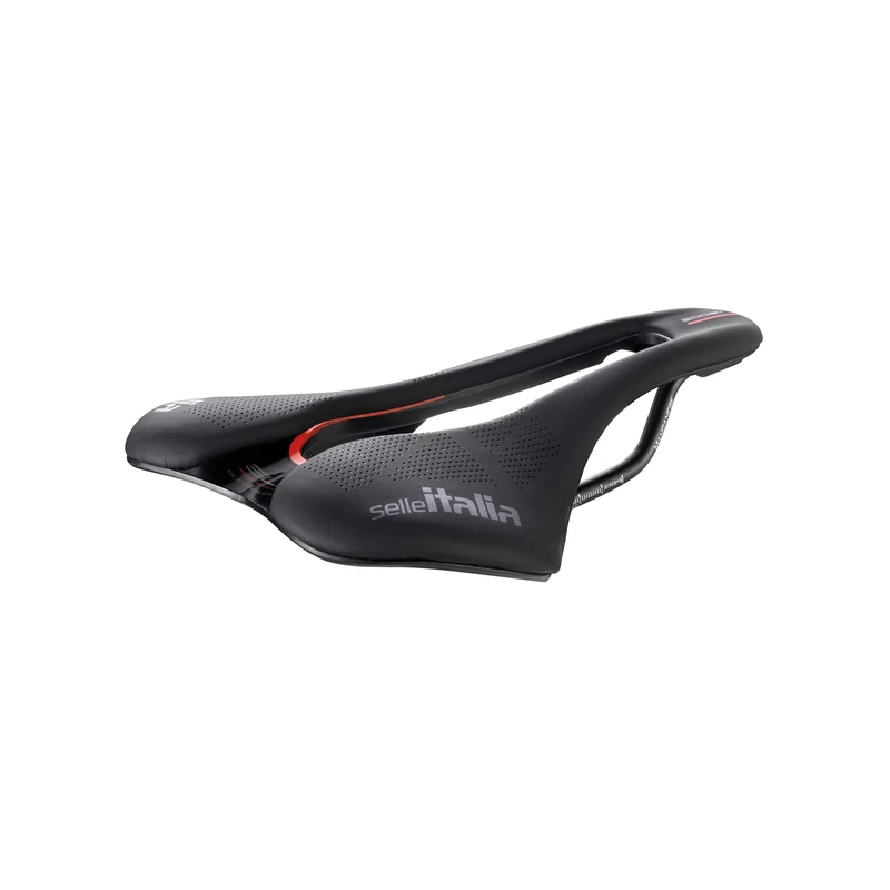 Selle Italia SLR Boost KC Manganese Superflow - Classic SLR Design Bike Saddle, Comfortable Gel Road Bike Saddle and Superflow Hole - Size L3, Black/Red