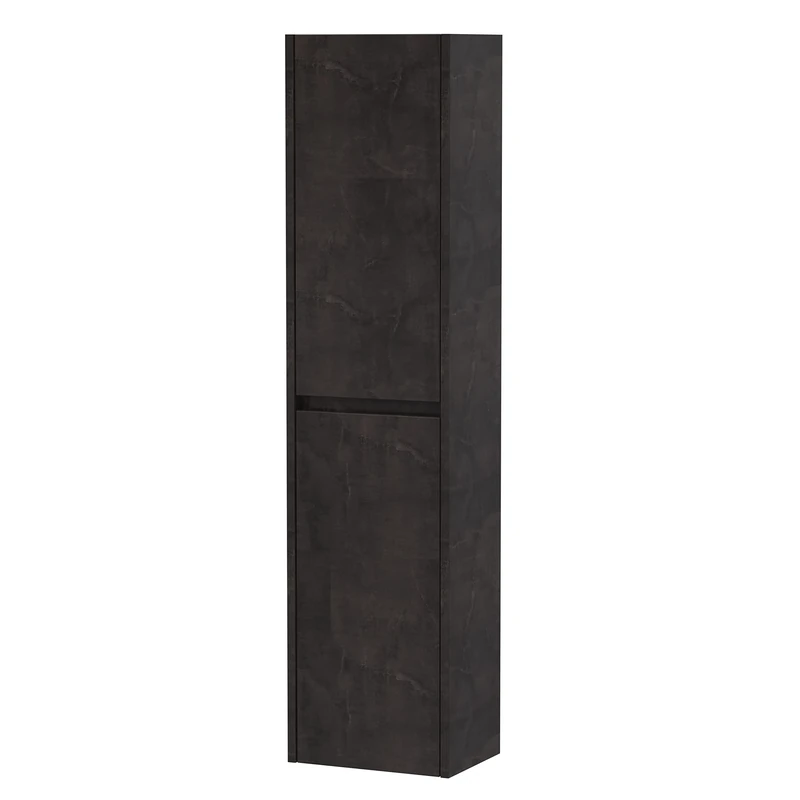 Hudson Reed NPH2662 Havana Modern Bathroom Wall Hung 1 Door Tall Bathroom Storage Unit, 350mm, Matt Metallic Slate