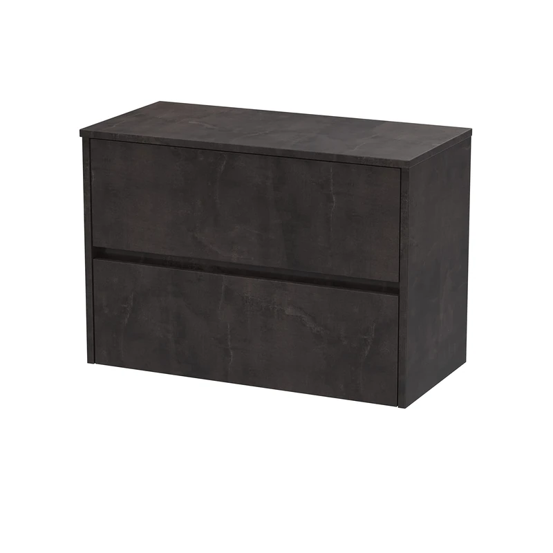 Hudson Reed HAV2606W Havana Modern Bathroom Wall Hung 2 Drawer Countertop Unit & Colour Worktop, 800mm, Matt Metallic Slate