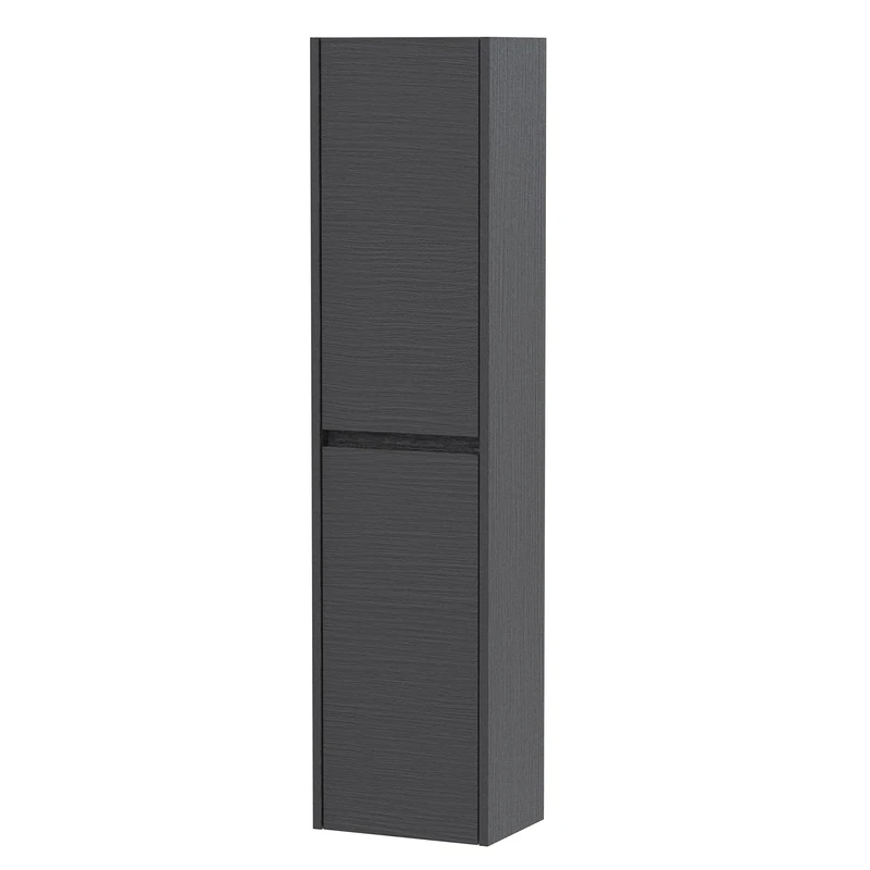 Hudson Reed NPH2262 Havana Modern Bathroom Wall Hung 1 Door Tall Bathroom Storage Unit, 350mm, Woodgrain Graphite Grey - Image 1
