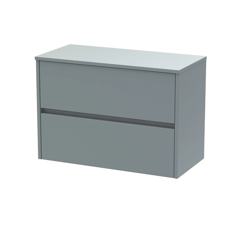 Hudson Reed Wall Hung 2 Drawer Countertop Unit & Colour Worktop, 800mm, Matt Coastal Grey