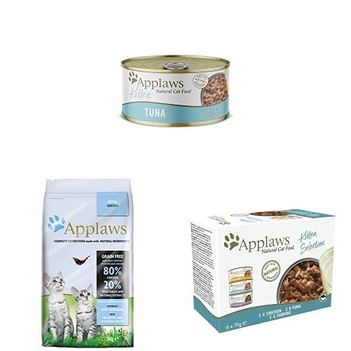 Applaws Kitten Food Bundle: Wet Tuna in Jelly (70g x 24) + Dry Chicken (2kg) + Multipack (6 x 71g)