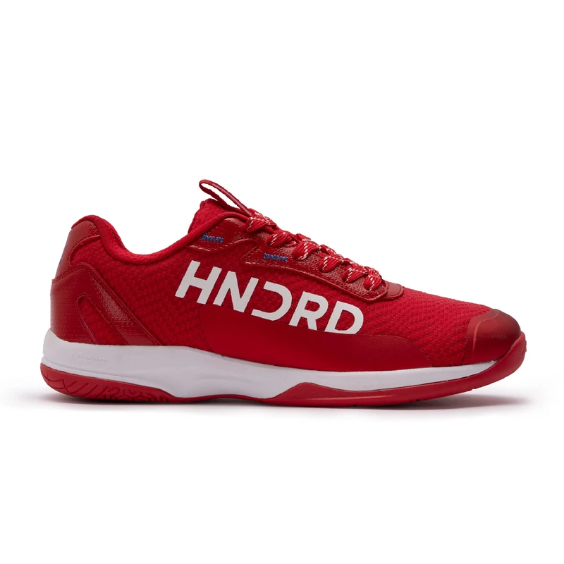 Hundred Xoom Pro Non-Marking Professional Badminton Shoes for Men | Material: Faux Leather | Suitable for Indoor Tennis, Squash, Table Tennis, Basketball & Padel (Red/White, EU 42, UK 8, US 9)