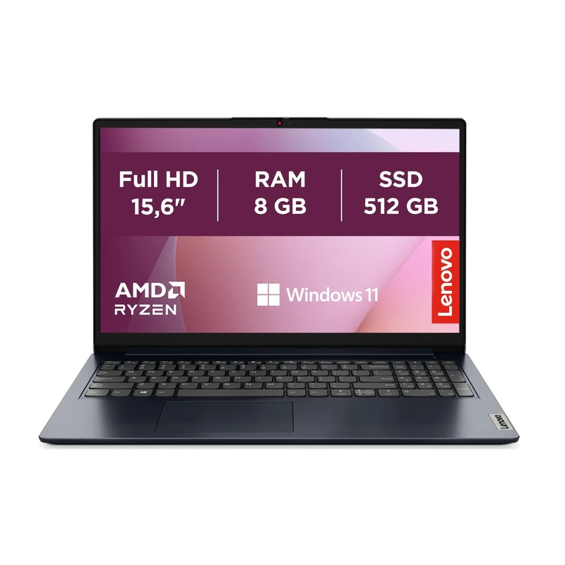 Lenovo IdeaPad 1 Gen 7 - Ordenador Portátil 15.6'' FullHD (AMD Ryzen 7 5700U, 8GB RAM, 512GB SSD, AMD Radeon Graphics, WiFi 6, Windows 11 Home) Teclado QWERTY Español - Azul - Image 1