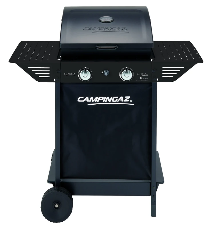 Campingaz Gas BBQ Xpert 100 LS Plus Rocky with Side Burner| Lava Stone Barbecue Gas Grill with powerful 2 Alloy Steel Burners | Lid with Thermometer | 7.1 kW Power