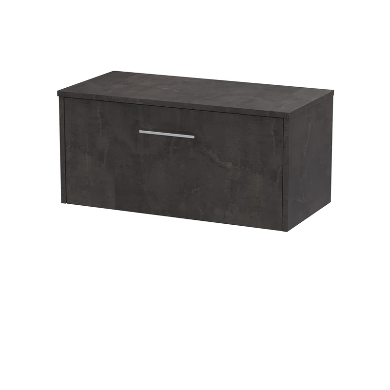 Hudson Reed JNU2625W Juno Wall Hung 1 Drawer Countertop Vanity & Colour Worktop, 800mm, Matt Metallic Slate
