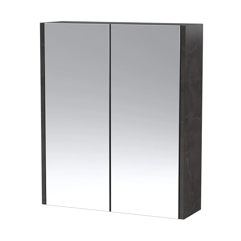 Hudson Reed NPF2617 Juno Wall Hung Mirror Cabinet (50/50), 600mm, Matt Metallic Slate