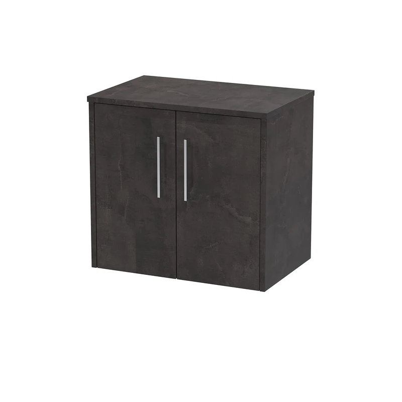 Hudson Reed JNU2623W Juno Modern Bathroom Wall Hung 2 Door Countertop Vanity & Colour Worktop, 600mm, Matt Metallic Slate