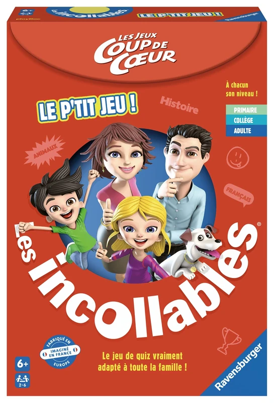 Ravensburger - Le p'tit jeu des Incollables Coup de Coeur - Quiz game and challenges to play with friends or family - 2 to 6 players aged 6 years and above - Unisex - 27269 - French Version