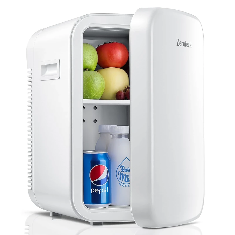 Mini Fridge 18 Litre/30 Cans, Small Drink Fridge with Cooler & Warmer, ECO Mode for Low Noise, AC/DC Power, Thermoelectric Refrigerator for Bedrooms, Cars, Offices; Drinks, Food, Skincare, Cosmetics