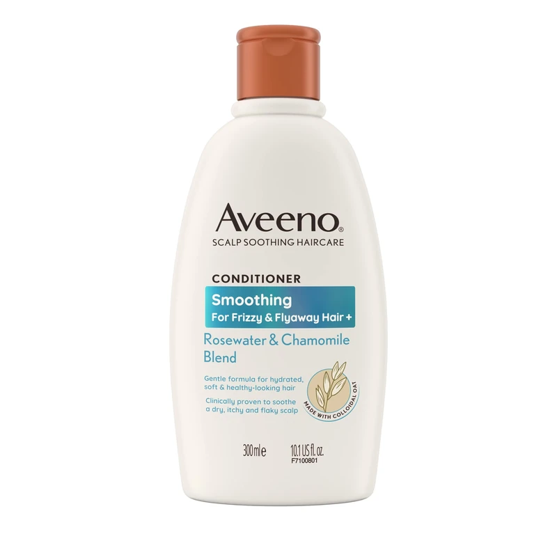 Aveeno Scalp Soothing Haircare Smoothing Conditioner, Rosewater & Chamomile Blend, Colloidal Oat, Frizzy & Flyaway Hair, Soothes Dry, Itchy & Flaky Scalp, Clinically Proven, Sulfate Free, 300ml