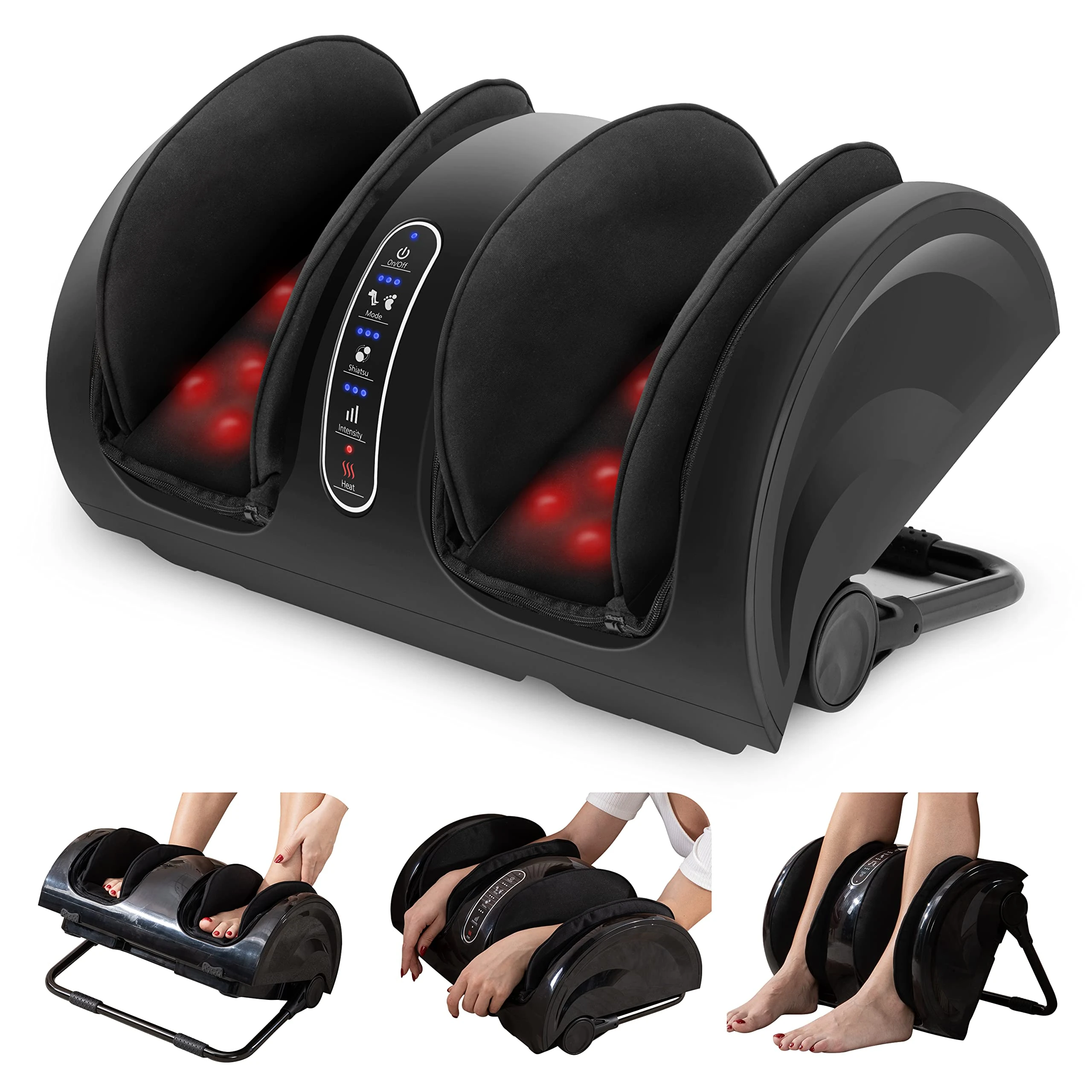 Snailax Foot Calf Massager with Heat, Leg Massager for Pain and Circulation, Shiatsu Feet Warmer for Foot, Calf, Ankle, Leg, Plantar Fasciitis, Neuropathy, Gifts for Women,Men