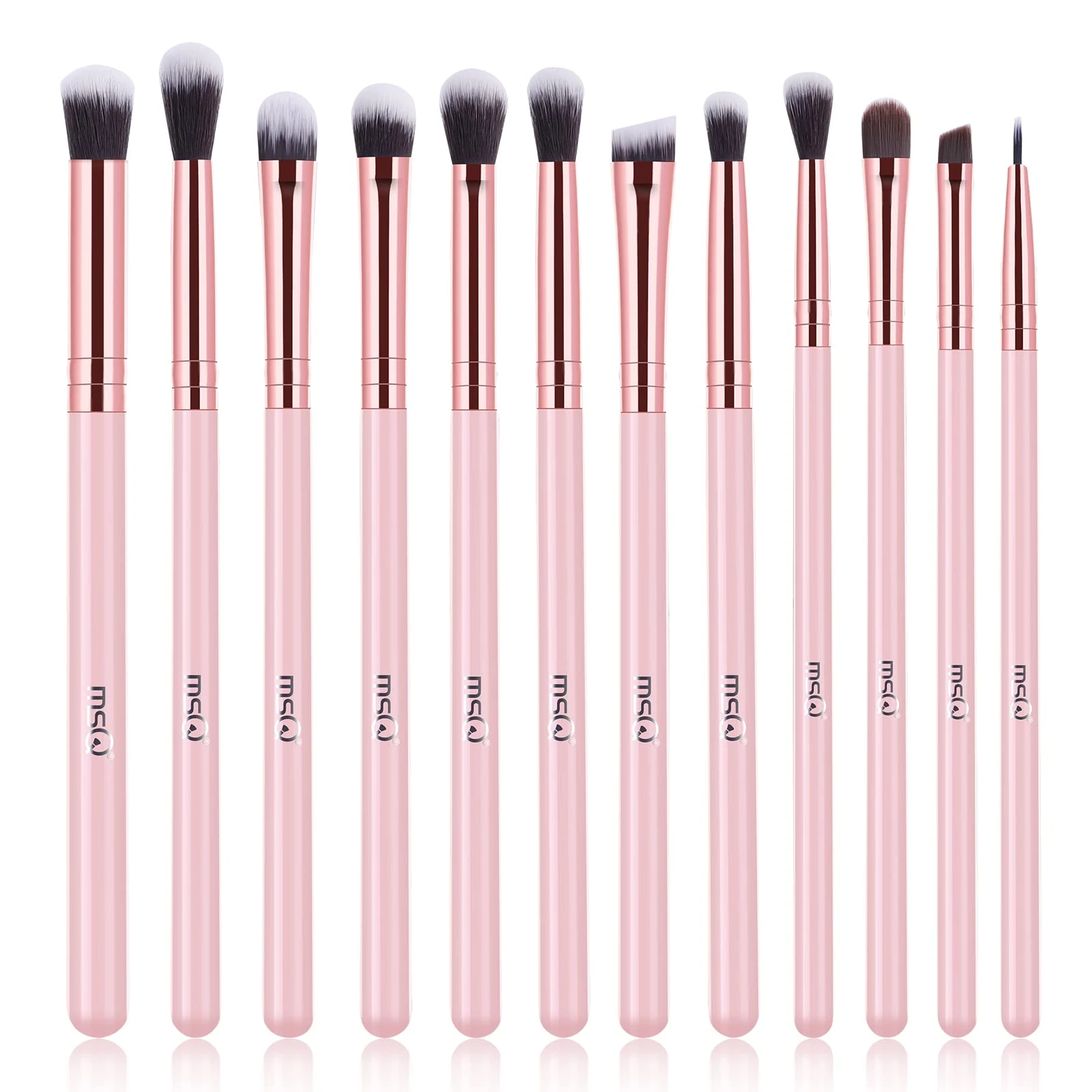 MSQ 12pcs Eyeshadow Brushes Make Up Eye Brush Set Professional Eye Makeup Brushes for Concealer Eyeliner Eyelash Eyebrow Blending Contour Pink Brush