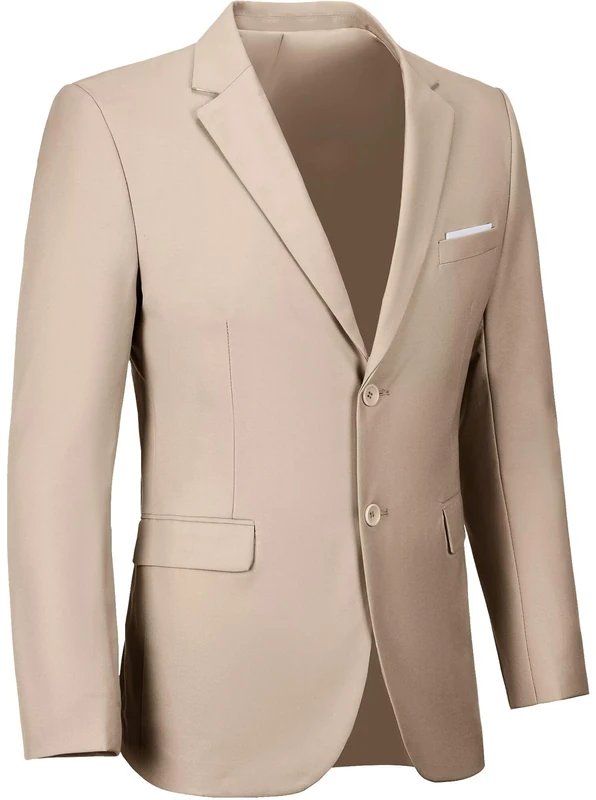Mens Blazer Sports Coat Slim Fit 2 Button Solid Men's Casual Suit Blazer Jackets, Champagne, XL