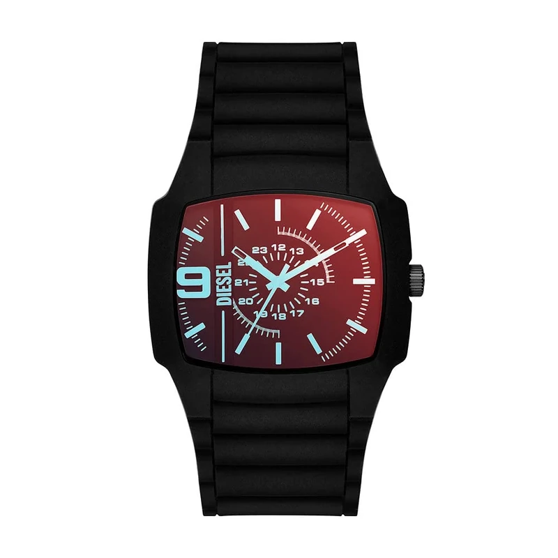 Diesel Watch for Men Cliffhanger 2.0, Quartz Three Hand Movement, 45 mm Black Mixed Case with a Silicone Strap, DZ2166