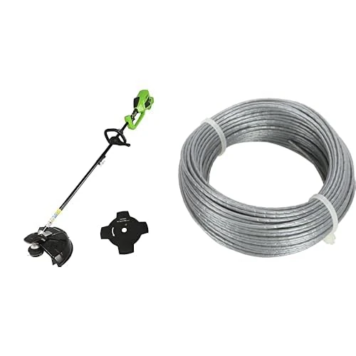 Greenworks 40V Cordless Brushcutter Brushless, Adjustable Height, 40cm Cutting Width, Bump Feed, No Battery & Charger, GD40BC + Extra 20m Trimmer Line