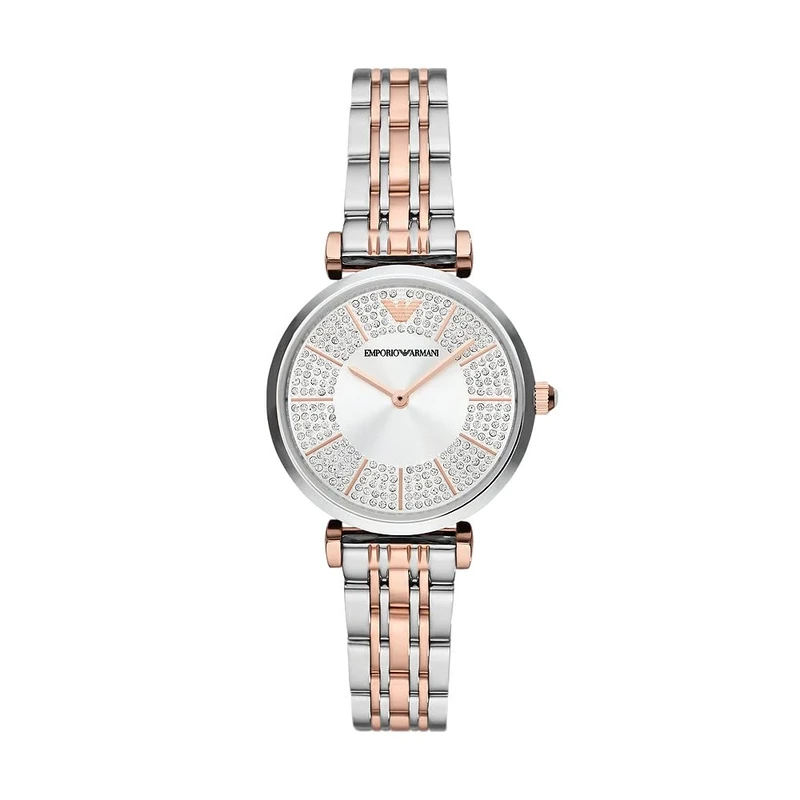 Emporio Armani Watch for Women, Two Hand Movement, 32 mm 2T Silver/Rose Stainless Steel Case with a Stainless Steel Strap, AR11537