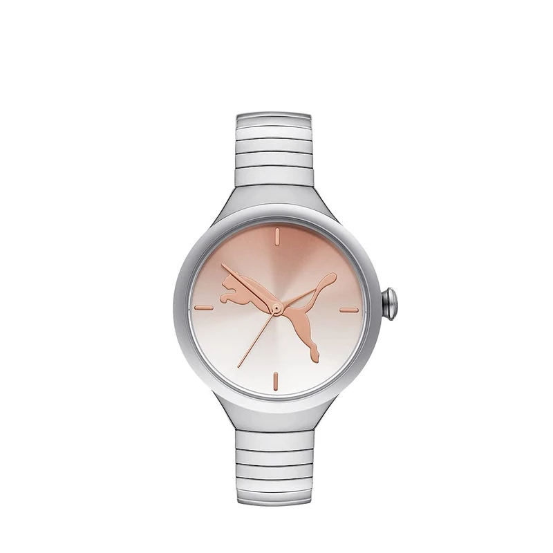 PUMA Watch for Women, Three Hand movement, 28MM Silver Alloy case with a Stainless Steel strap, P1080