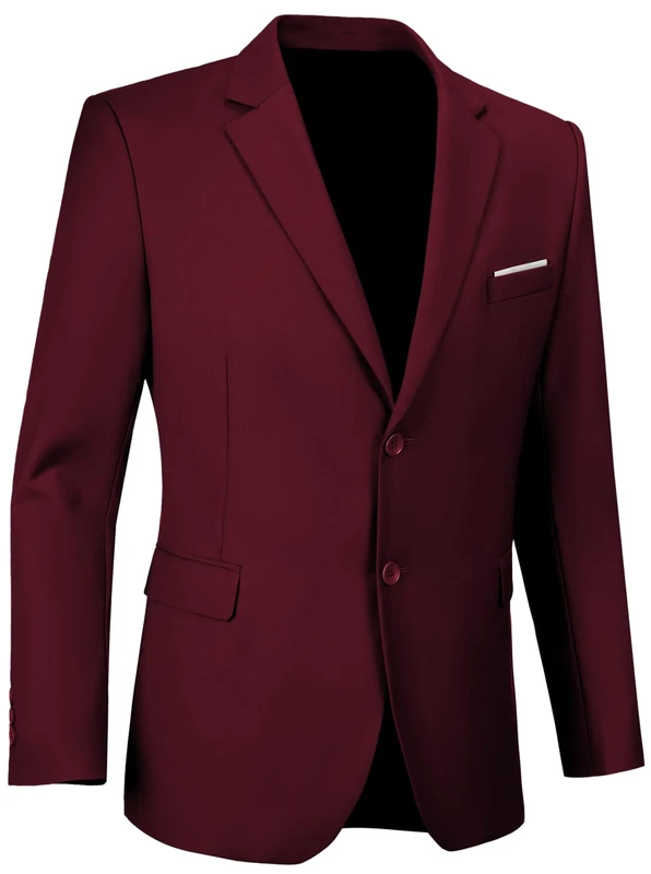 Mens Blazer Sports Coat Slim Fit 2 Button Solid Men's Casual Suit Blazer Jackets, Dark Burgundy, M