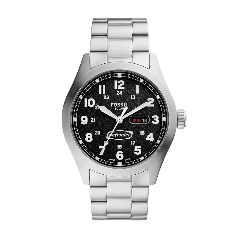 Fossil Men Analog Solar Watch with Stainless Steel Strap FS5976