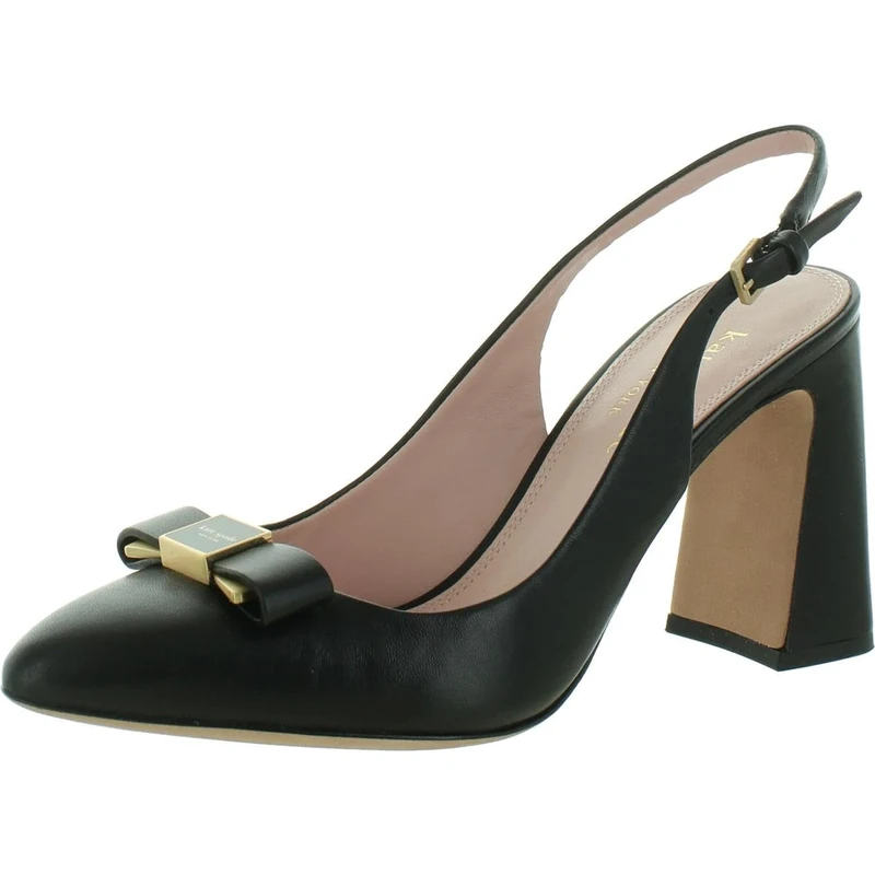Kate Spade New York Women's BOWDIE Smooth Leather Slingback Pump, 5 UK Black