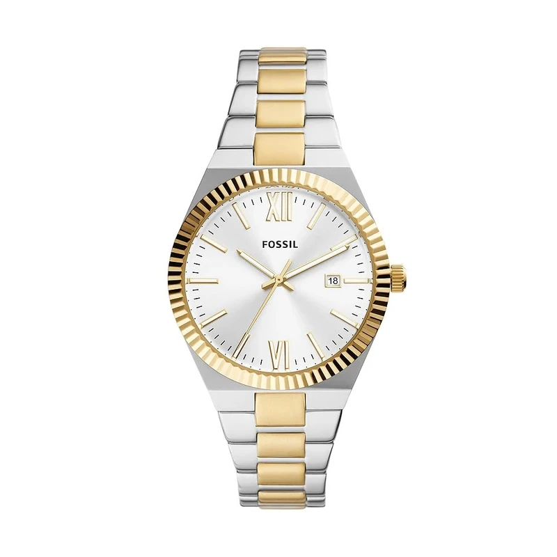 Fossil Watch for Women Scarlette, Quartz Movement, 38 mm Silver Stainless Steel Case with a Stainless Steel Strap, ES5259