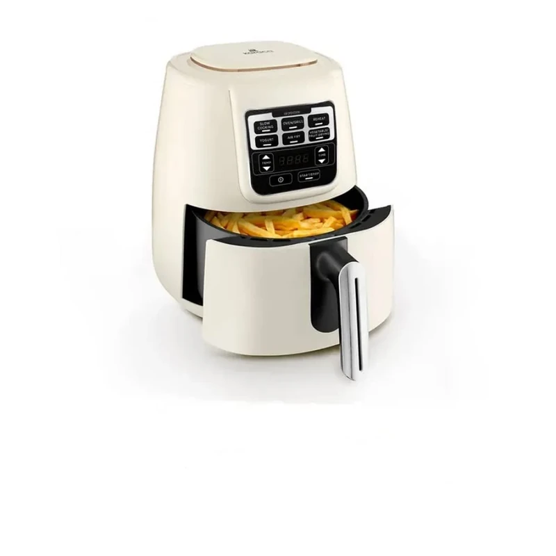 Karaca Air Cook XL 2 in 1 Airfryer, 1550W Power, 6 Cooking Functions, Large Meal Volume with Less Fat, Odourless and Smokeless Cooking, User Friendly Display, Adjustable Time, Starlight, 4L