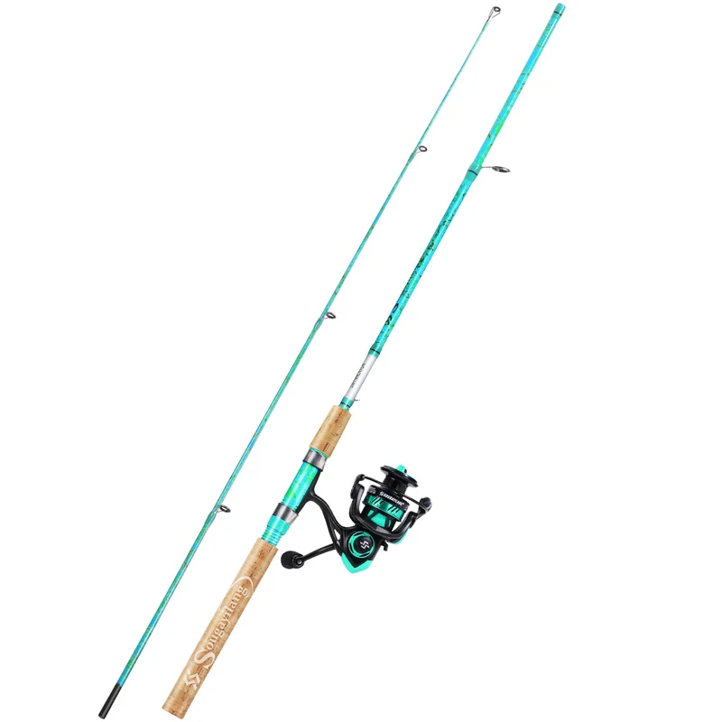 Sougayilang Spinning Fishing Rod Combo, 2-Piece 5-Foot 6-Inch Graphite & Fiberglass Rod, Durable and Strong, Quickset Anti-Reverse Fishing Reel (1Pack)