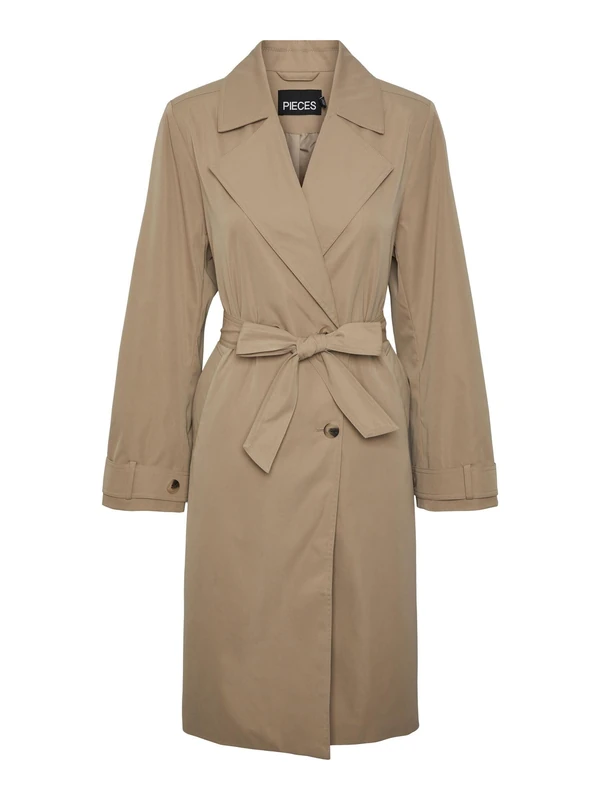 PIECES Women's Pcjikkie Trench Coat, Silver Mink, M