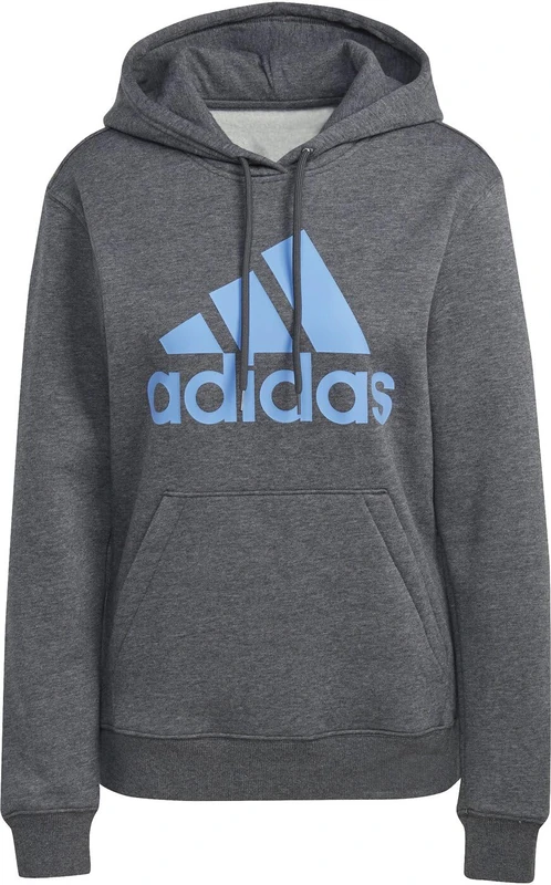 adidas Women's Essentials Big Logo Regular Fleece Hoodie, dark grey heather/blue fusion, XS - Image 1