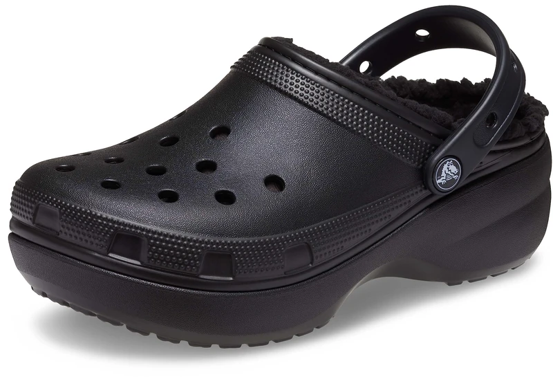 CROCS Womens Classic Platform Lined Clog W Sabots, Black, 4 UK