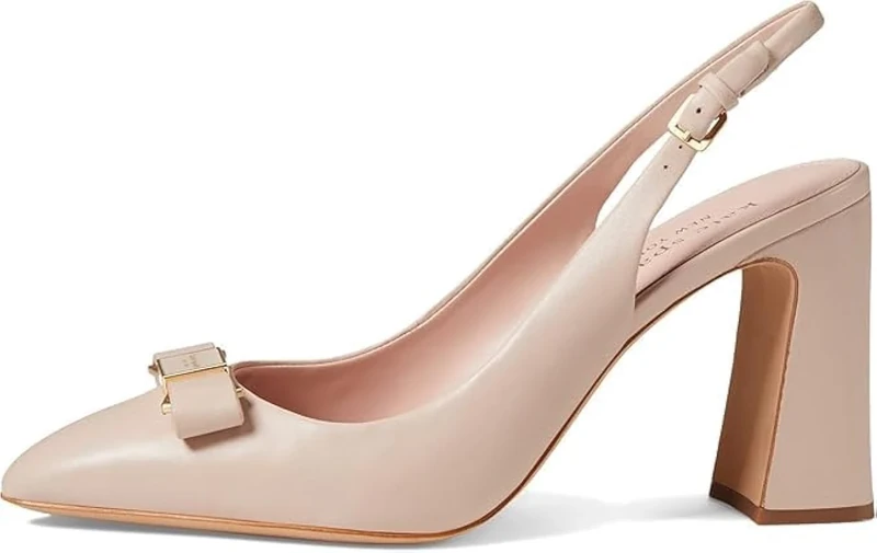 Kate Spade New York Womens Bowdie Smooth Leather Slingback Pump, Pale Vellum, 5 UK