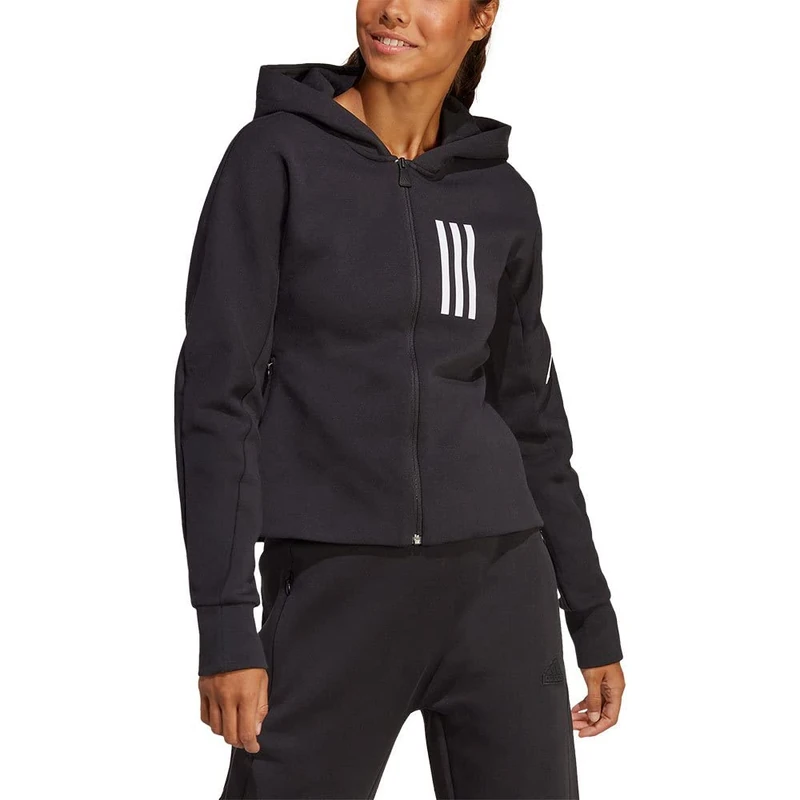 adidas Women's W Mv Sl Fz HD Sweatshirt Black - Image 1
