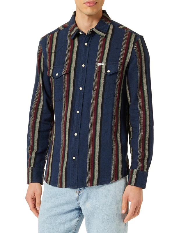 Wrangler Men's LS Western Shirt, Golden Oak, M