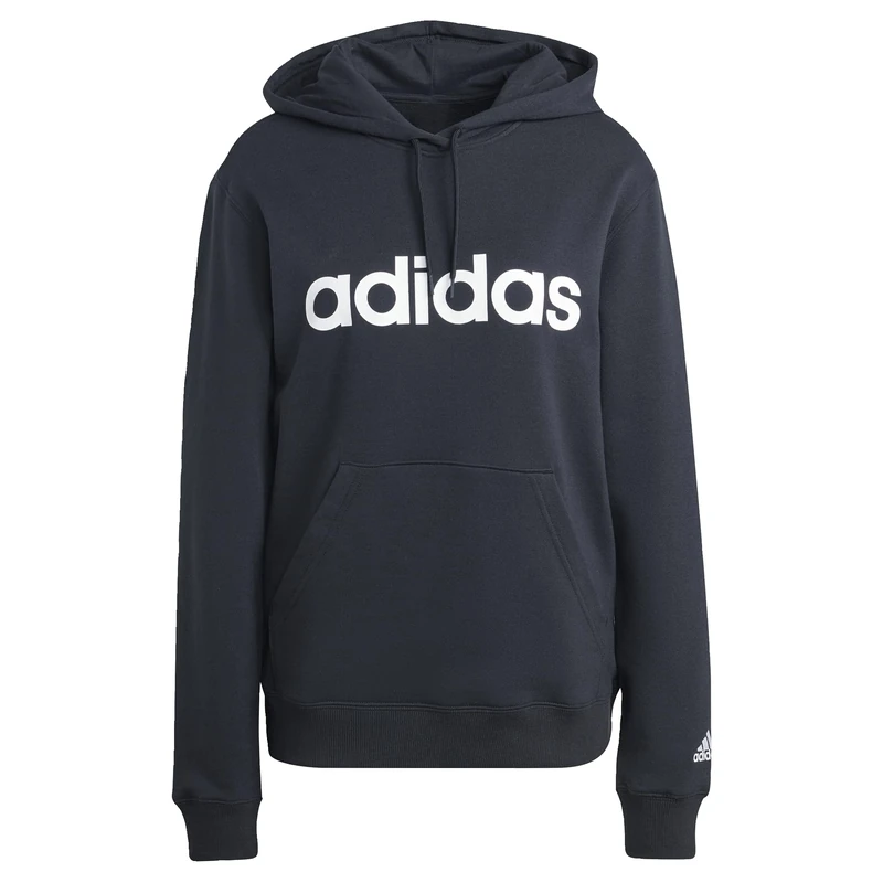 adidas Women's Essentials Linear Hoodie, Black / White, S