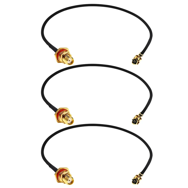 Fohevers 3 Pack U.FL IPX IPEX to SMA Female Bulkhead Coaxial Cable 1.13mm IPEX Aerial Extension Cable 15CM(6 inches) for WiFi Router Antenna Wireless Network Card