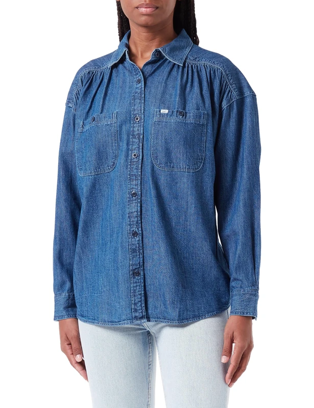 Lee Women's Frontier Shirt, Blue, XXL