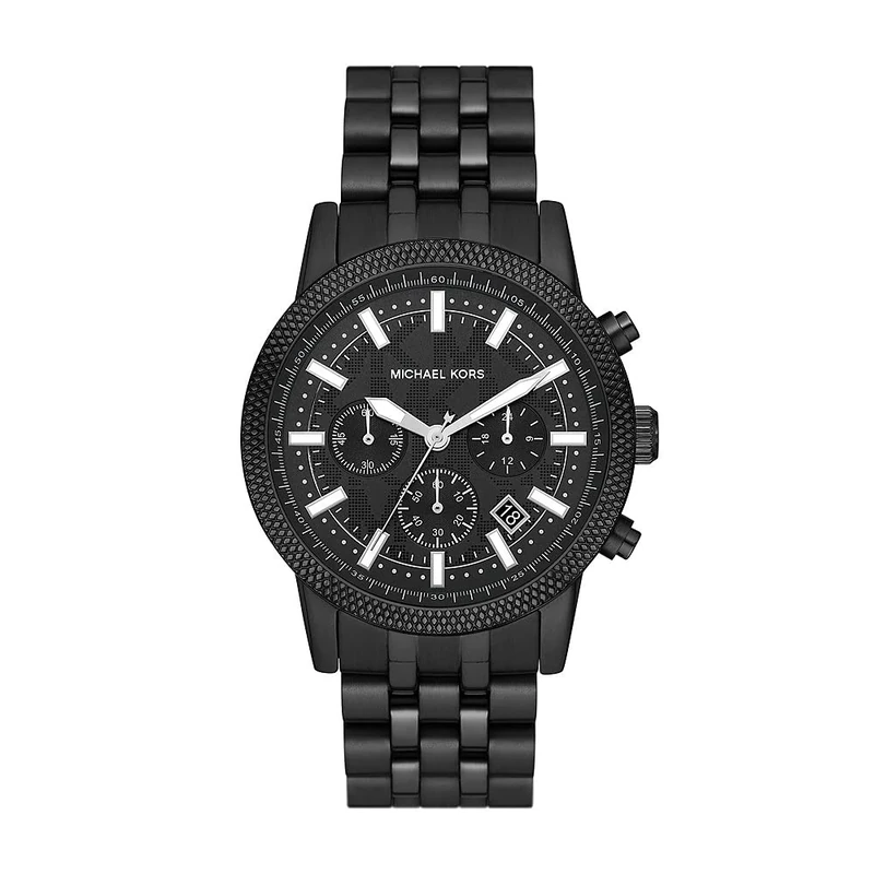 Michael Kors Gents 38.00mm Quartz Multifunction Watch with Black Analogue dial and Black Metal Bracelet Strap MK9089