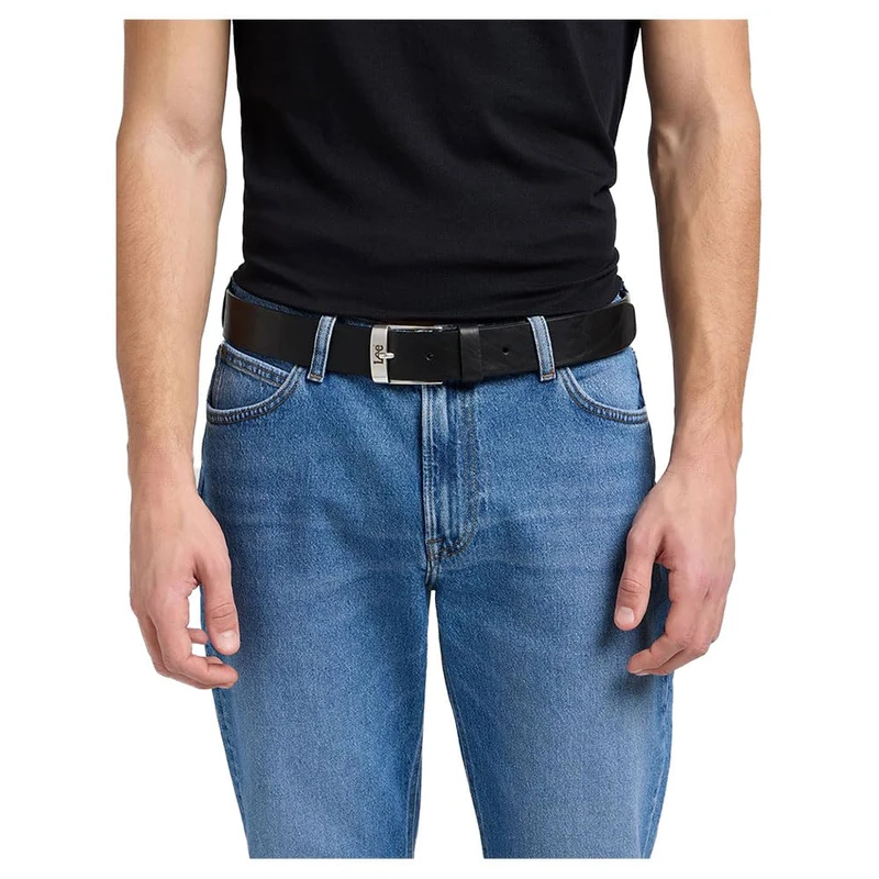 Lee Men's Leather Logo Buckle Belt, black, 100 cm - Image 1
