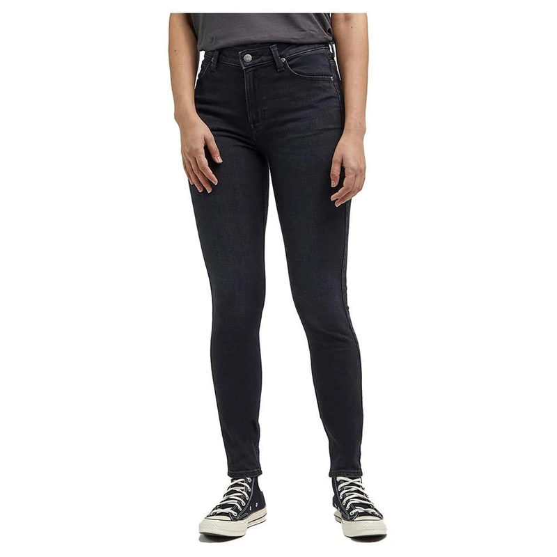 Lee Womens Scarlett HIGH Jeans, Tingled Black, 25W / 31L