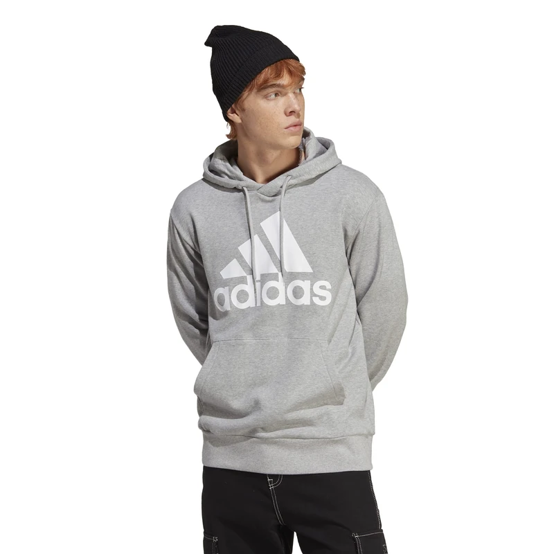adidas Men's Essentials French Terry Big Logo Hoodie, Medium Grey Heather, M