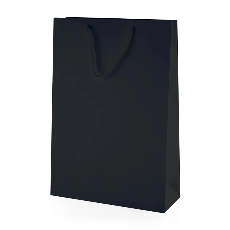 Thepaperbagstore 50× Black Medium Tall Matt Gift Bags 25×36×10cm – 250 gsm Boutique Paper Bags with Rope Handles & Reinforced Base – Ideal for Gifts, Weddings, Retail & Corporate Use